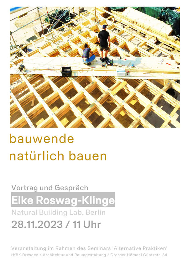 Plakat für den Gastvortrag "Bauwende - natürlich bauen"