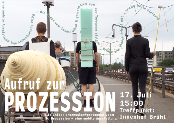 Plakat zur Prozession. Kunst auf Händen tragen.