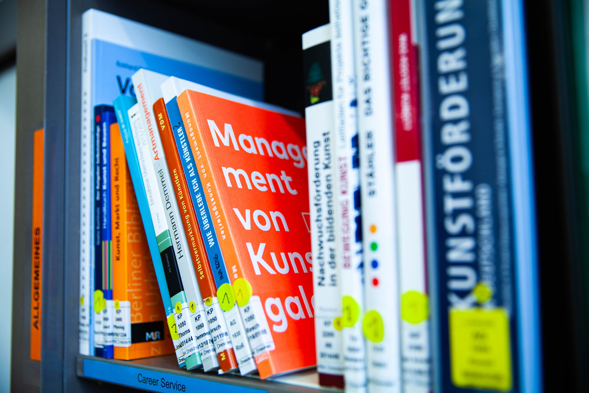 Bücher des Career Service in der Bibliothek der Hochschule