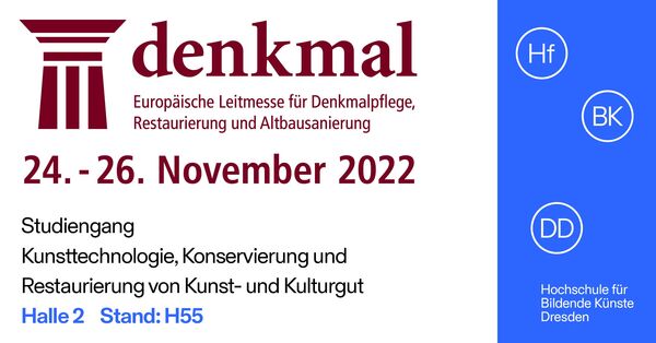 Flyer Denkmal Messe blau rot