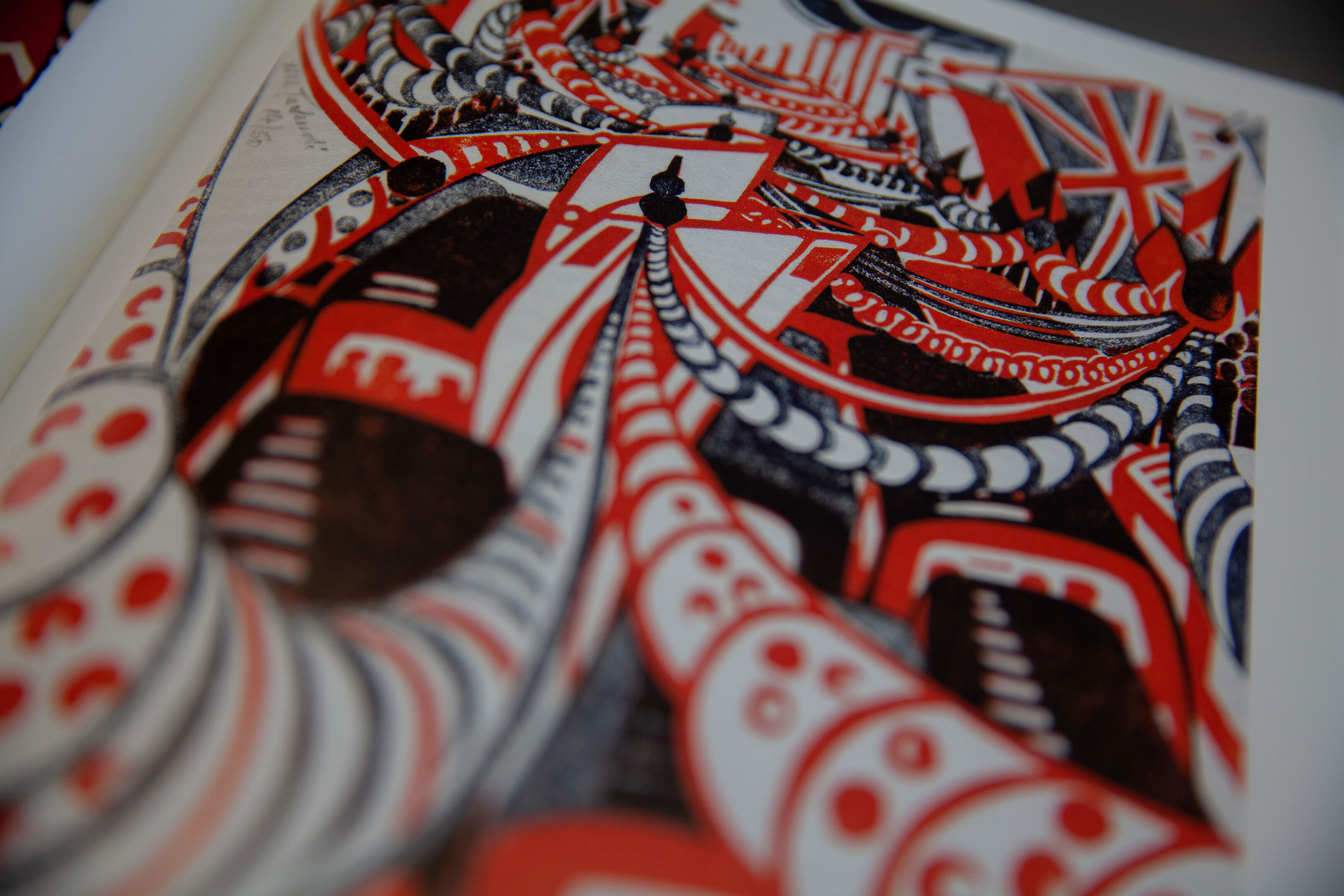 Detail einer Druckgrafik von Lili Tschudi, abgedruckt im Buch "Lill Tschudi: die Faszination des modernen Linolschnitts"