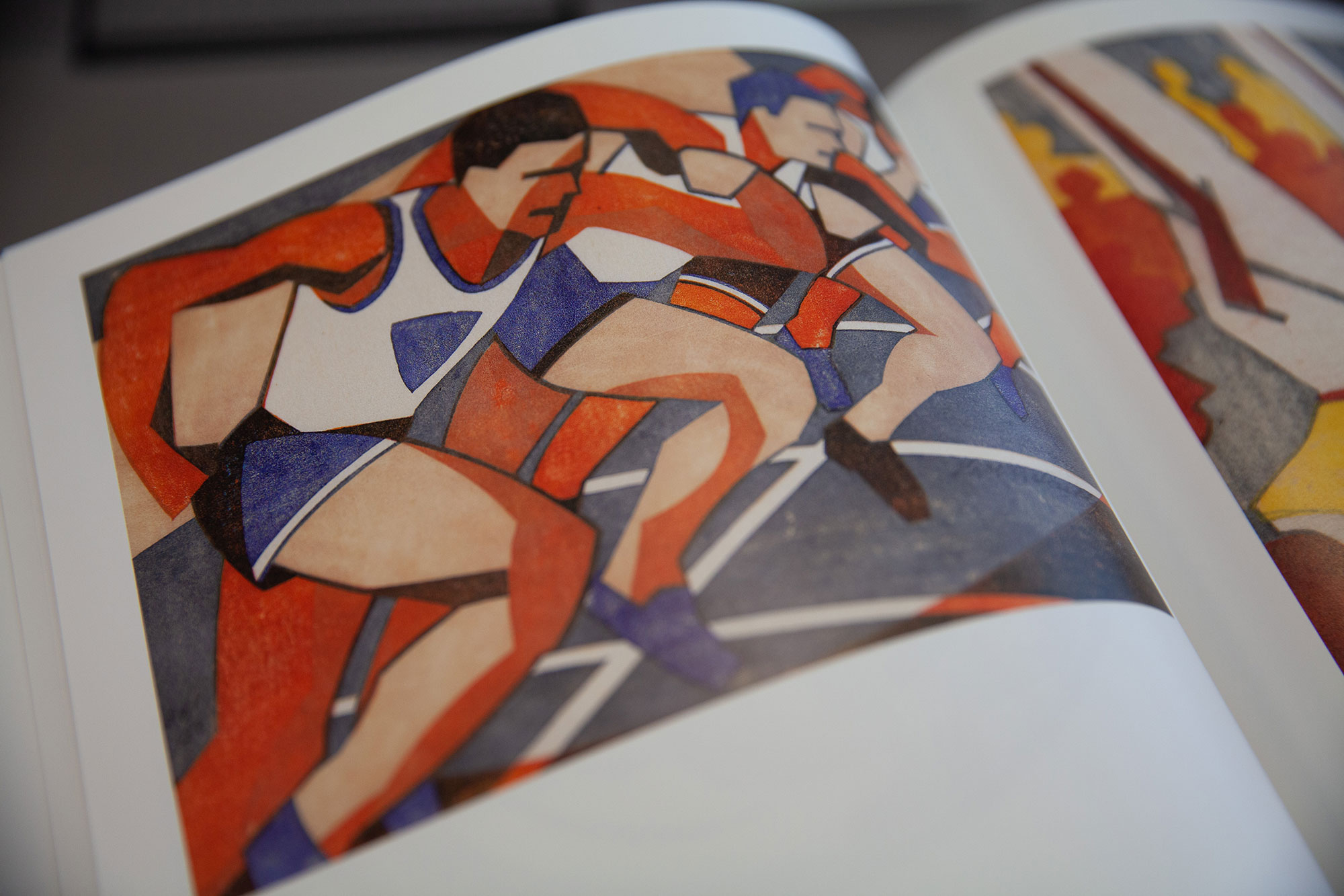 Abbildung aus dem Buch "Lili Tschudi". Linolschnitt mit einer Leichtathletik Szene