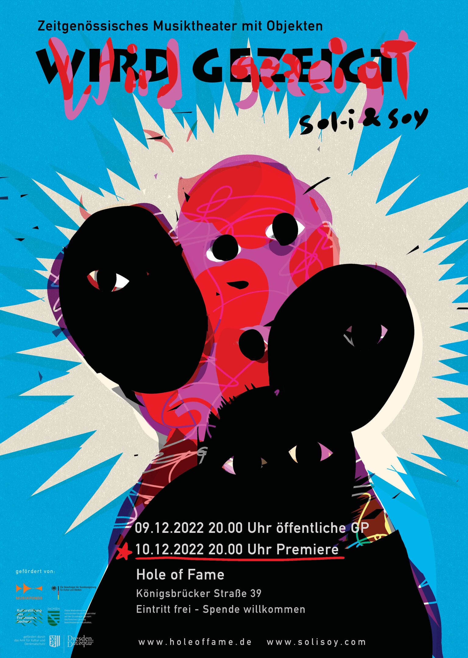 Veranstaltungsplakat, verschiedene geisterhafte Gesichter