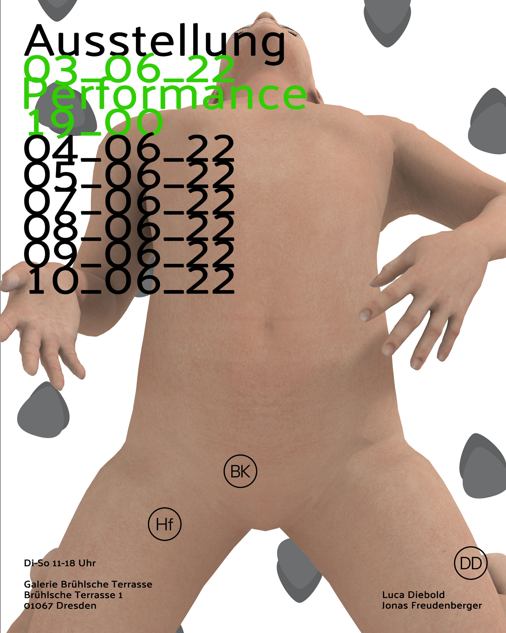 [Translate to Englisch:] Plakat zu Ausstellung von Luca Diebold und Jonas Freudenberger