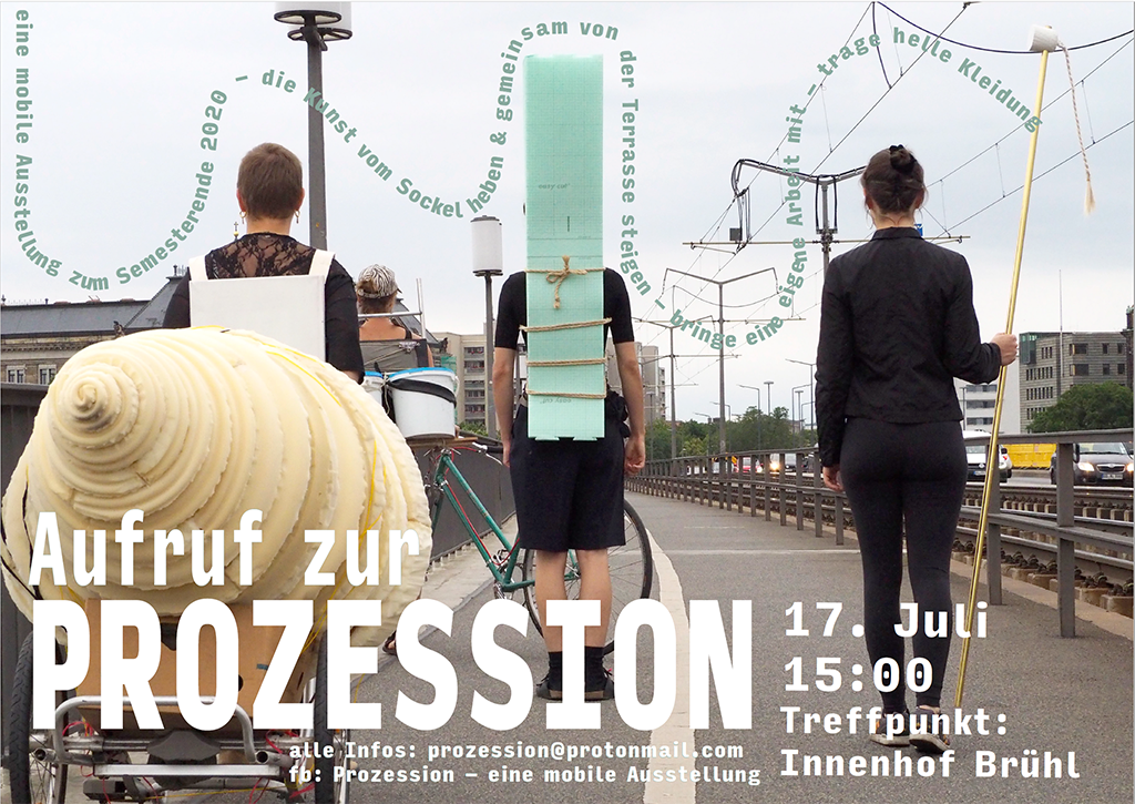 Plakat zur Prozession. Kunst auf Händen tragen.