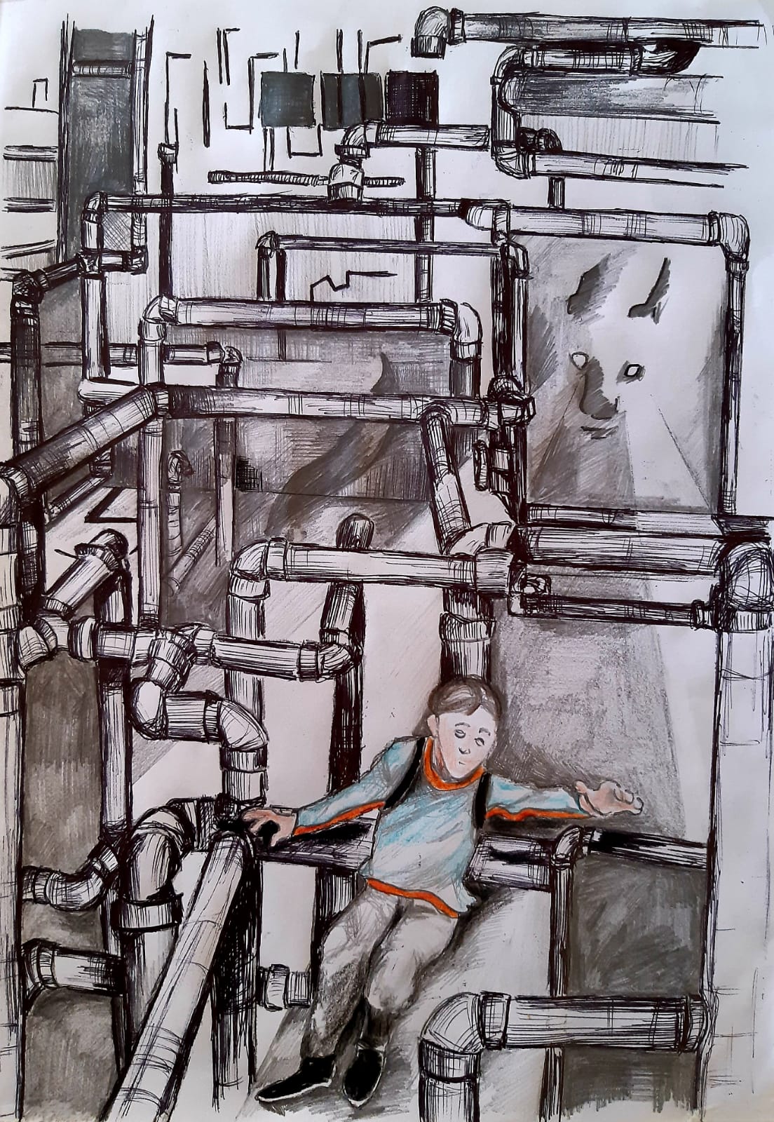 Zeichnung des Bühnenbildes