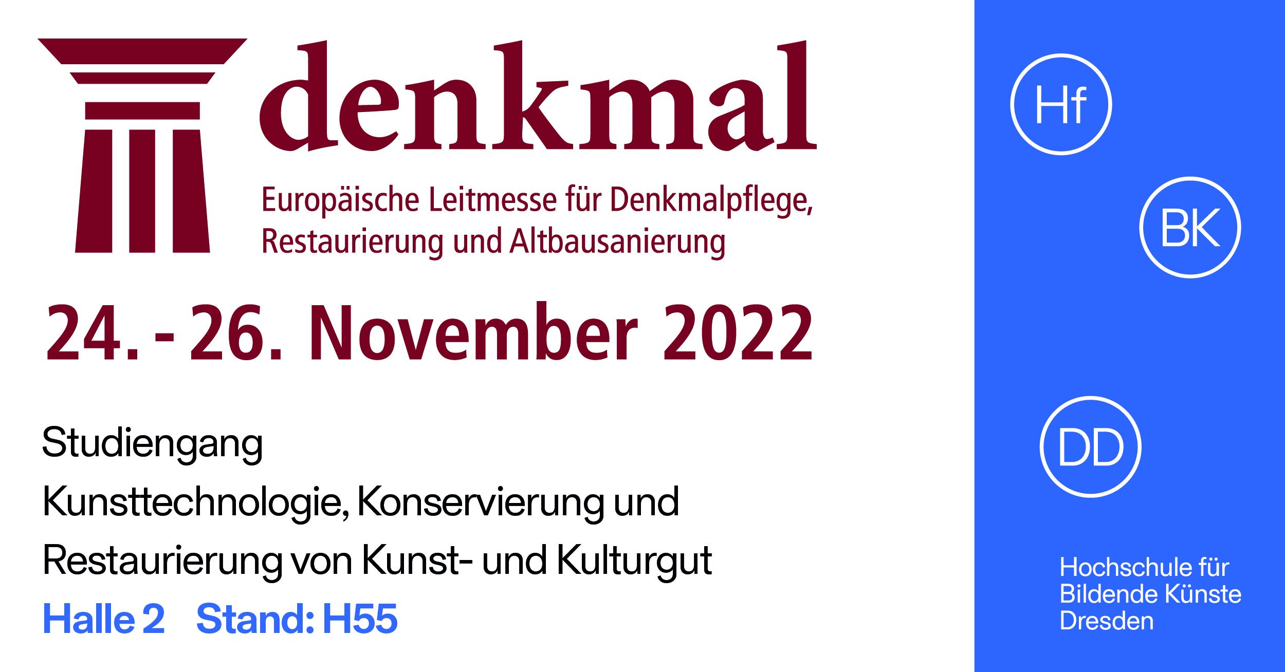 Flyer Denkmal Messe blau rot