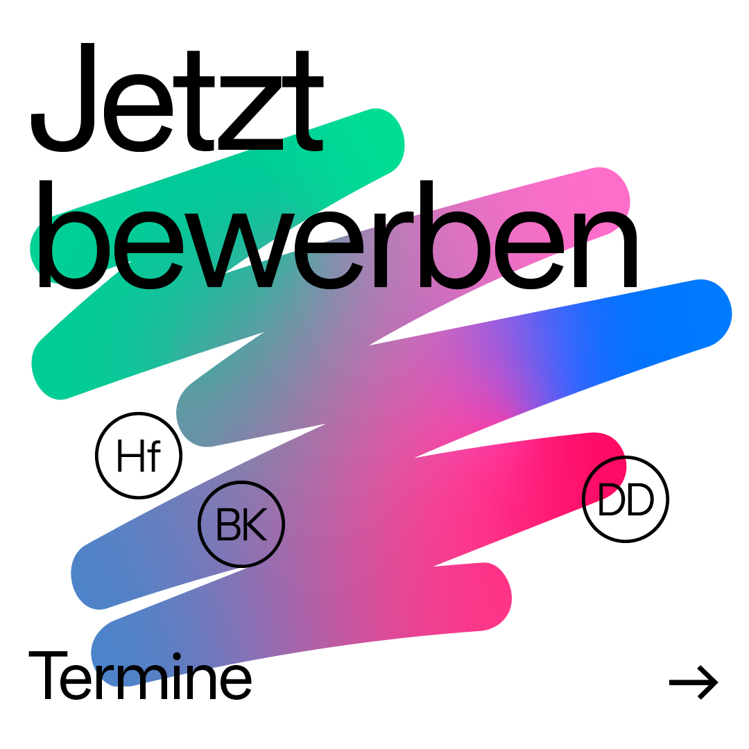 Flyer bunt mit der Aufschrift "Jetzt bewerben" Flyer bunt mit der Aufschrift "Jetzt bewerben"
