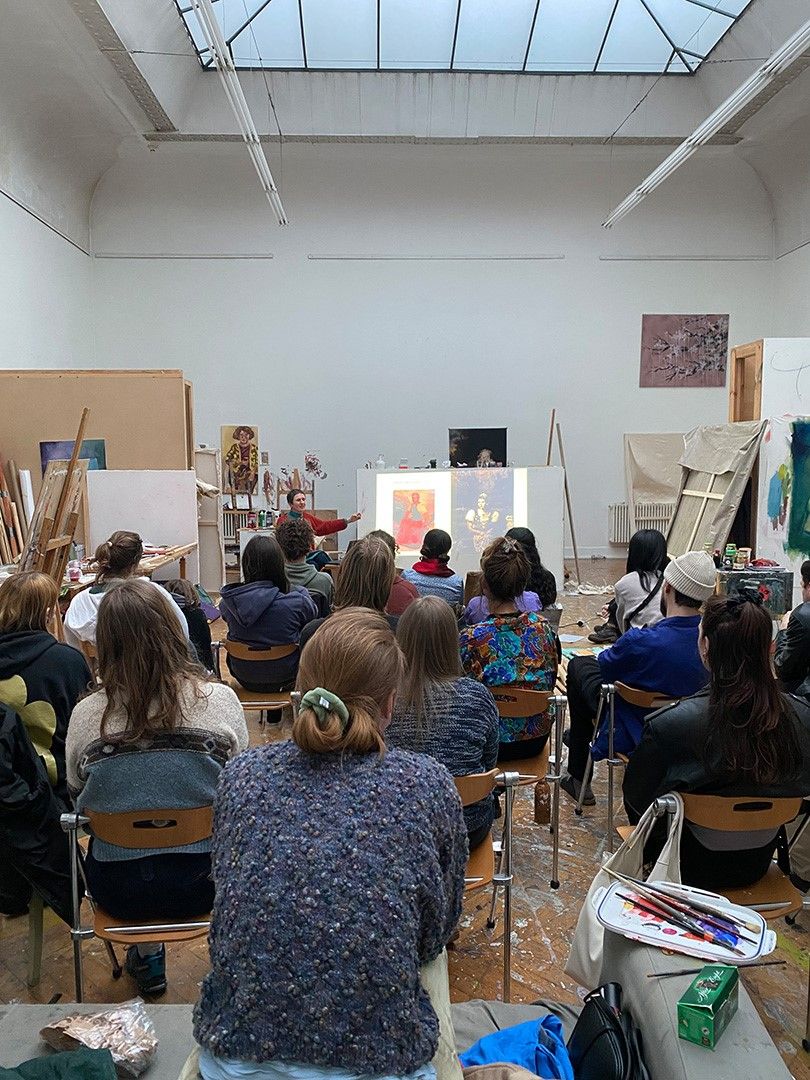 Students in a painting studio