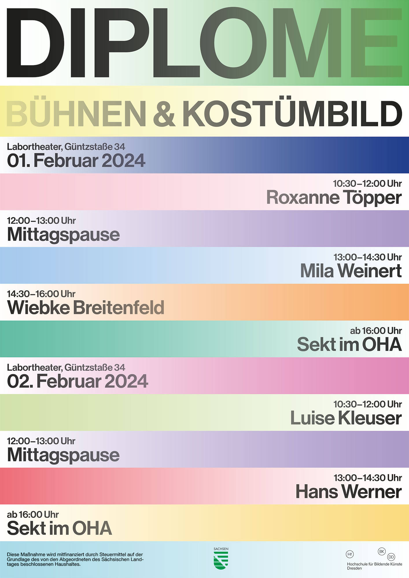 Plakat für die Diplome des Studiengangs Bühnen- und Kostümbild Plakat für die Diplome des Studiengangs Bühnen- und Kostümbild